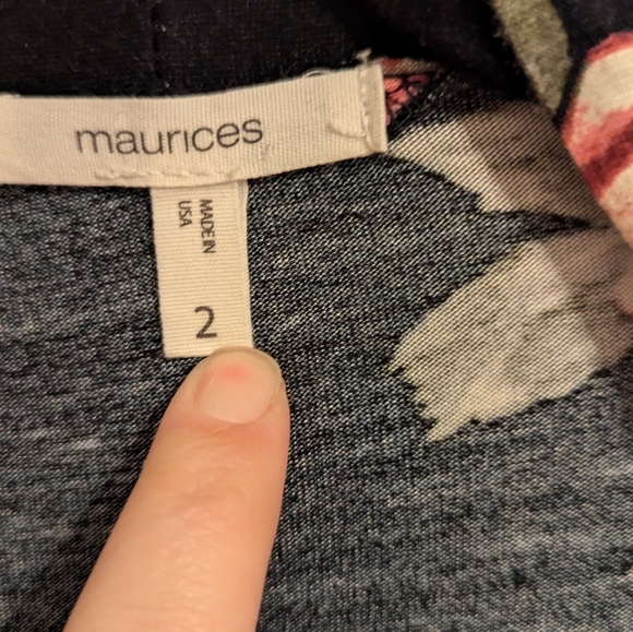 Maurices Floral Print Open Front Cardigan size 2 - Picture 5 of 7